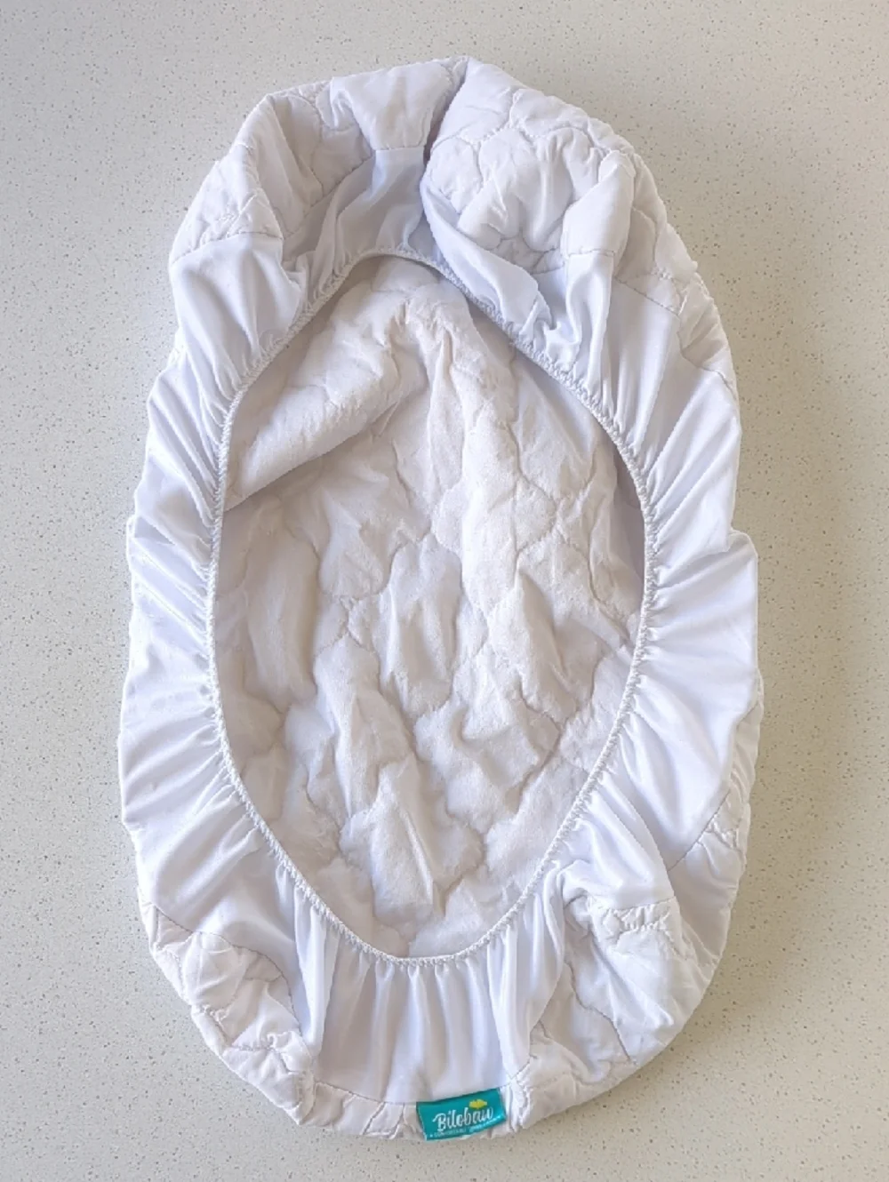 Quilted Bassinet Mattress Sheets in White and Gray - Set Of 2 - Biloban